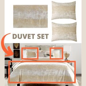 NIB $500 Michael Aram Texture Duvet Cover Set Gold [‎ FULL / QUEEN ]